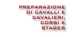 PREPARAZIONE 
DI CAVALLI E CAVALIERI,
CORSI E
STAGES